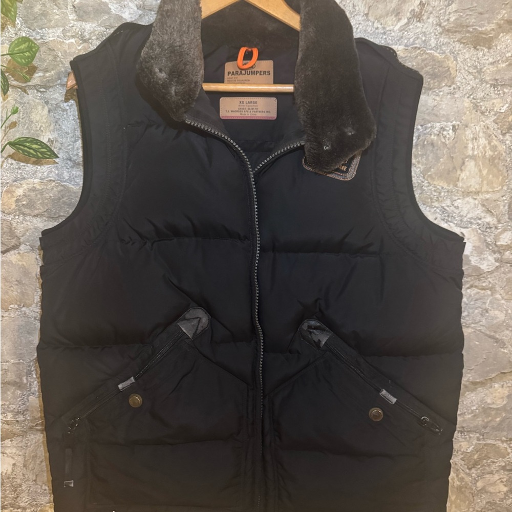 Parajumpers Black Vest with Fur Trim